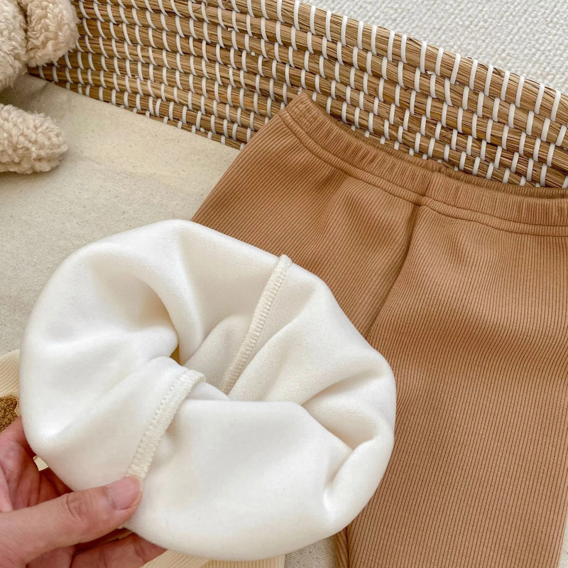 2023 Winter New Baby Plus, βελούδινο χοντρό κολάν νήπιο Cute Bear Pp Παντελόνι Βρεφικό κοριτσάκι Fleece Παντελόνι Βρεφικό Ζεστό Παντελόνι Ρούχα