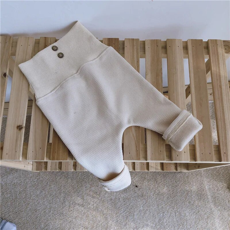 Βρεφικό βαμβακερό παντελόνι με κουμπιά Φθινοπωρινό χειμερινό φλις παντελόνι για αγόρι και κορίτσι, βρέφη, μονόχρωμα ρούχα 0-2 ετών