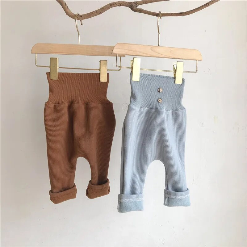 Βρεφικό βαμβακερό παντελόνι με κουμπιά Φθινοπωρινό χειμερινό φλις παντελόνι για αγόρι και κορίτσι, βρέφη, μονόχρωμα ρούχα 0-2 ετών
