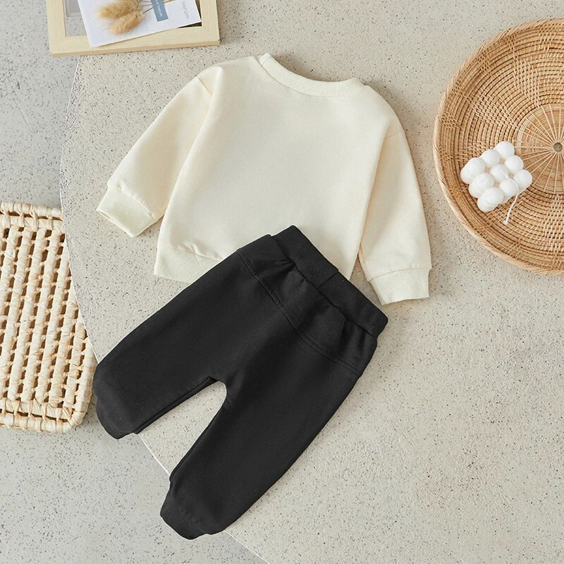 Suefunskry infant Baby 2 tk sügisrõivad pikkade varrukatega karu tikandiga pullover Topid ja taskupüksid soojad riided 0-3 aastat