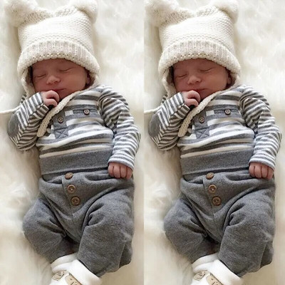 Uued 0-24M armsad beebitüdrukute puuvillased topid o-kaelusega T-särk + pikad püksid, kõrge vöökohaga vabaaja varustus Vastsündinu komplekt poiste riided