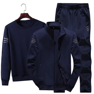 Costum din trei piese pentru bărbați la modă, toamnă și iarnă, noua versiune coreeană, costum de pulover, costum sport ocazional, hanorac