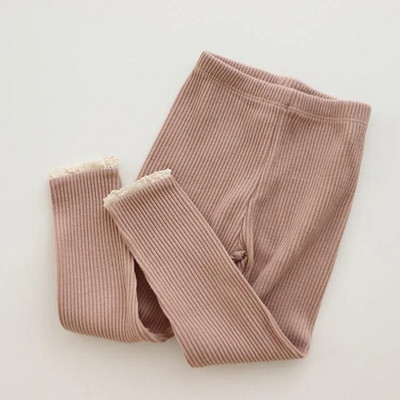 Toamnă Noua Bebeluș Leggings din dantelă cu nervuri Fată Toddler Pantaloni casual din bumbac Băiat Sugari Pantaloni solizi Kintted Pantaloni cu fundul pentru copii