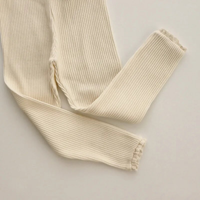 Toamnă Noua Bebeluș Leggings din dantelă cu nervuri Fată Toddler Pantaloni casual din bumbac Băiat Sugari Pantaloni solizi Kintted Pantaloni cu fundul pentru copii