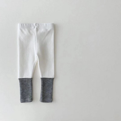 Toamnă Noua Bebeluș Leggings din dantelă cu nervuri Fată Toddler Pantaloni casual din bumbac Băiat Sugari Pantaloni solizi Kintted Pantaloni cu fundul pentru copii