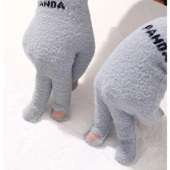 Warmom New Fashion Χειμερινά βελούδινα γάντια Stretch πλεκτά γάντια για κορίτσια Χαριτωμένα κρύα ζεστά γάντια Cartoon Panda Παιδικά γάντια