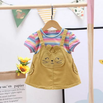 DIIMUU Copii Fete Îmbrăcăminte de modă Fată Rochii de primăvară Cute Fly fără mâneci Rochie pentru copii 1-3 ani