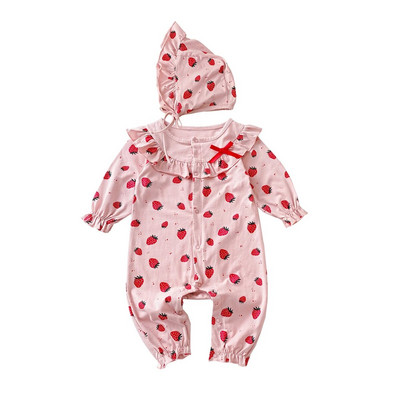 Sanlutozi puuvillane sügis pikkade varrukatega imikute tüdrukute rõivad beebikombinesoonid, mood, väikese mütsiga printsess