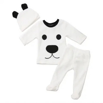 Нов комплект от поларени панталони и шапка с дълъг ръкав за новородено бебе и момче за топли зимни детски дрехи