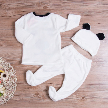 Нов комплект от поларени панталони и шапка с дълъг ръкав за новородено бебе и момче за топли зимни детски дрехи