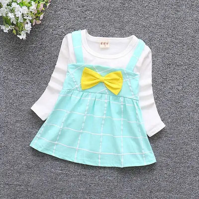 DIIMUU Kids Meiteņu Modes Apģērbi Garām Piedurknēm Pavasara Kleitas Jauki Ziedi Bow-mezgls Bērnu uzvalks 1-2Gad