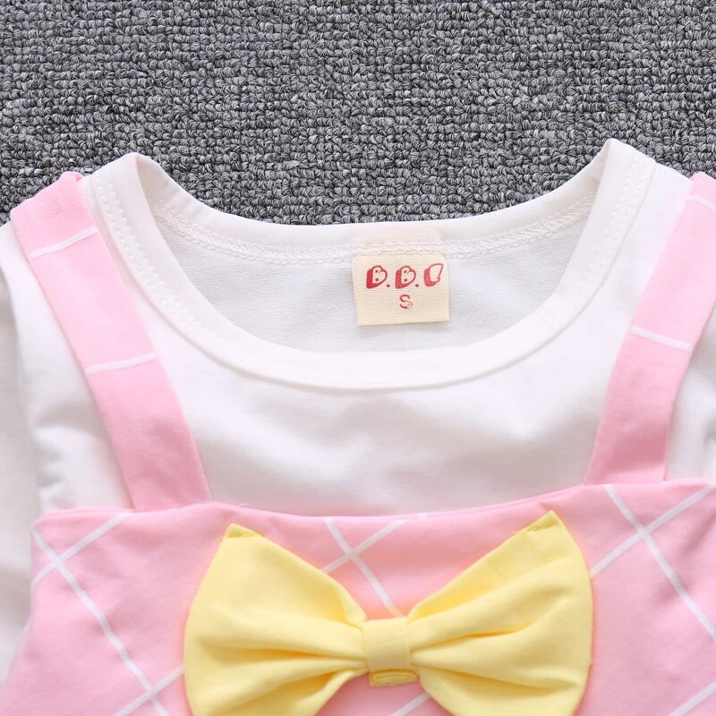 DIIMUU Παιδικά ρούχα μόδας για κορίτσια Μακρυμάνικα ανοιξιάτικα φορέματα Χαριτωμένα λουλούδια Παιδικό κοστούμι με φιόγκο 1-2 ετών