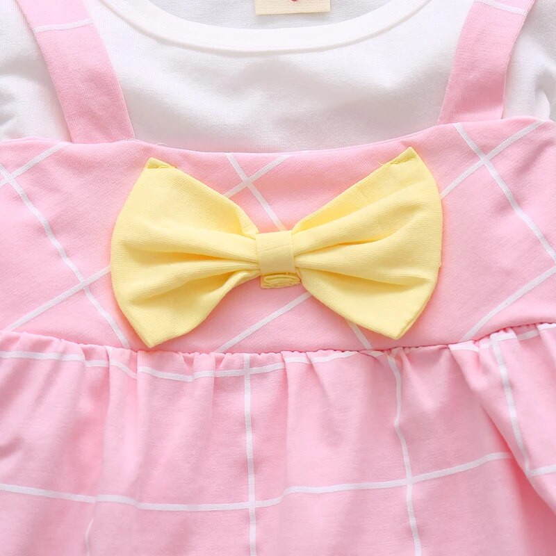 DIIMUU Παιδικά ρούχα μόδας για κορίτσια Μακρυμάνικα ανοιξιάτικα φορέματα Χαριτωμένα λουλούδια Παιδικό κοστούμι με φιόγκο 1-2 ετών