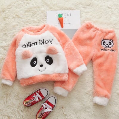 Dječja kućna odjeća Dječja pidžama Gornji set hlača 1-5 godina Zimska dječja flis pidžama Topla flanelska odjeća za spavanje Djevojčice Cartoon Coral