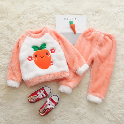 Dječja kućna odjeća Dječja pidžama Gornji set hlača 1-5 godina Zimska dječja flis pidžama Topla flanelska odjeća za spavanje Djevojčice Cartoon Coral