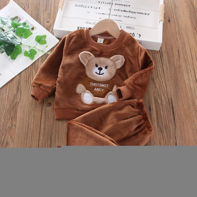 Dječja kućna odjeća Dječja pidžama Gornji set hlača 1-5 godina Zimska dječja flis pidžama Topla flanelska odjeća za spavanje Djevojčice Cartoon Coral