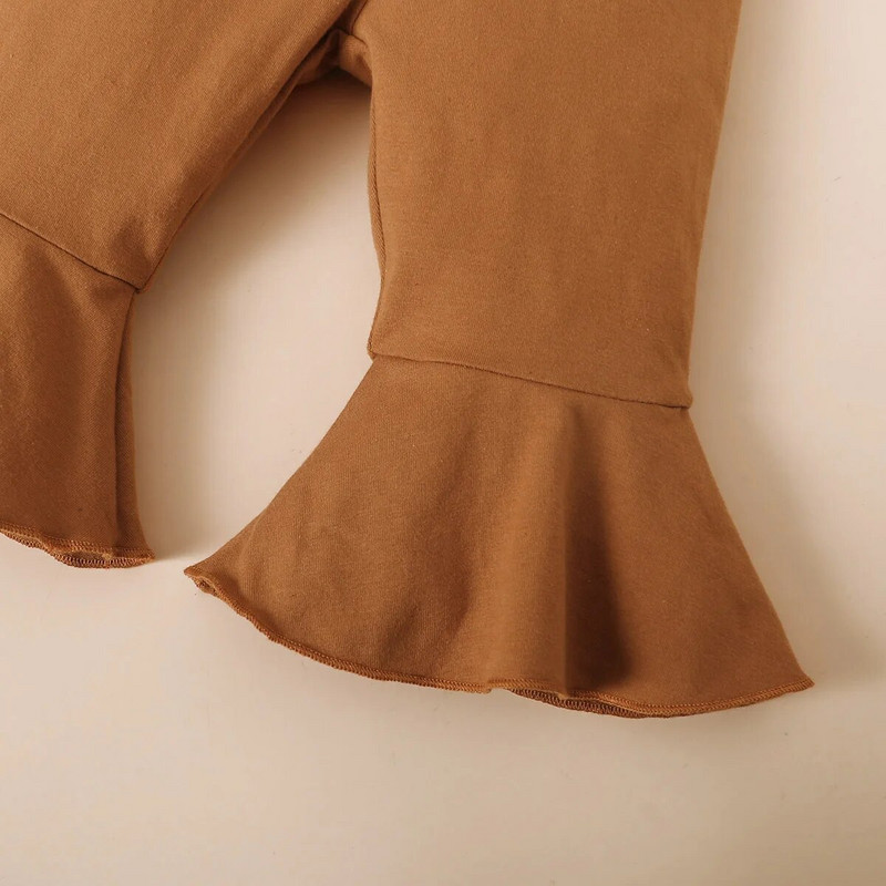 Bebeluşul nou-născut de 0-2 ani, jachetă de primăvară şi toamnă cu imprimeu floral, cu nasturi, cu pantaloni maro cu fund clopot