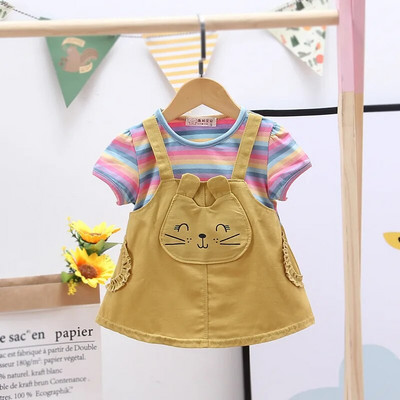 DIIMUU Copii Fete Imbracaminte Moda Maneca lunga Fata Rochii de primavara Flori dragute Rochie pentru copii Costum 6 12 18 24 Luni