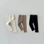 Toamna 2023, leggings solidi pentru bebeluși, din bumbac, pantaloni skinny pentru sugari, pantaloni cu nervuri pentru copii mici, haine pentru copii, pantaloni casual pentru fete