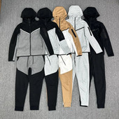 Trening de designer tech pentru bărbați, jachete cu fermoar și pantaloni sport, seturi pentru femei