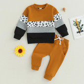 Σετ Suefunskry Βρεφικά αγόρια, Φούτερ με μακρυμάνικη λαιμόκοψη σε αντίθεση χρώματος με ελαστική μέση φούτερ βρεφικά ρούχα 0-3Y