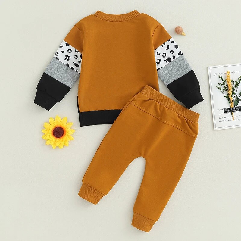 Σετ Suefunskry Βρεφικά αγόρια, Φούτερ με μακρυμάνικη λαιμόκοψη σε αντίθεση χρώματος με ελαστική μέση φούτερ βρεφικά ρούχα 0-3Y