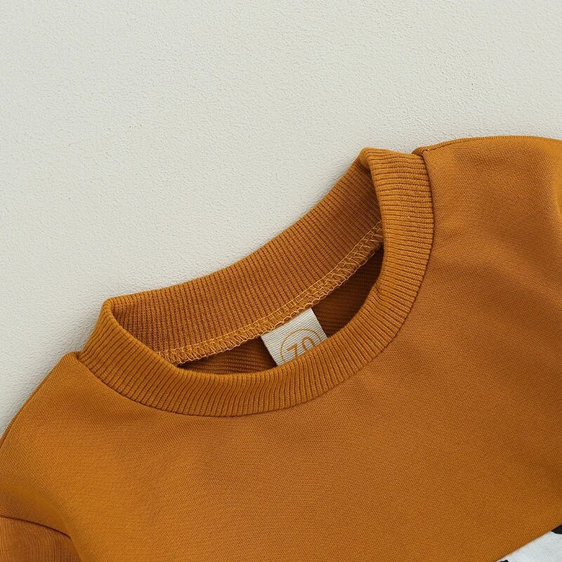 Σετ Suefunskry Βρεφικά αγόρια, Φούτερ με μακρυμάνικη λαιμόκοψη σε αντίθεση χρώματος με ελαστική μέση φούτερ βρεφικά ρούχα 0-3Y