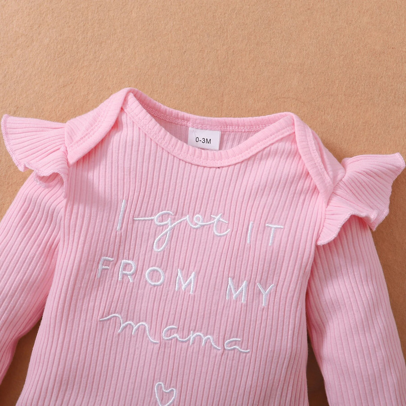 Kislány rózsaszín ruhakészlet tavaszi és őszi ruhák hosszú ujjú body+virágos nadrág+fejpánt kisgyermek baba-divatos öltözék