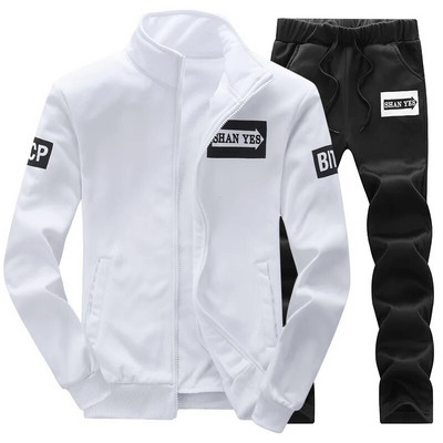 Bărbați, culoare solidă, guler în picioare, ocazional, cu mânecă lungă, cu fermoar, haină sport + costum de pantaloni, pentru alergare în aer liber, îmbrăcăminte sportivă M-4XL