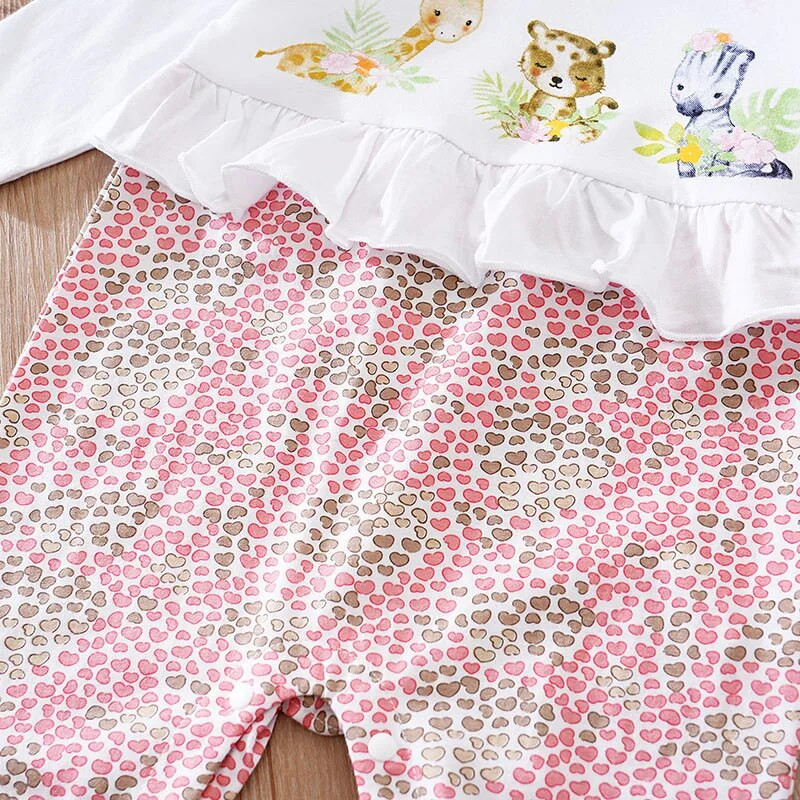 Body cu mânecă lungă confortabil din bumbac, cu imprimeu animal, pentru băieți și fete de primăvară și toamnă