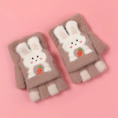 Copii Iarna Cinci Degete Mănuși Flip Warm Plush Groasă Drăguț Student Copii Mănuși Băieți Fete Bebeluș Tricotat Mănuși de protecție împotriva Frigului