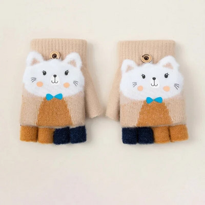 Copii Iarna Cinci Degete Mănuși Flip Warm Plush Groasă Drăguț Student Copii Mănuși Băieți Fete Bebeluș Tricotat Mănuși de protecție împotriva Frigului