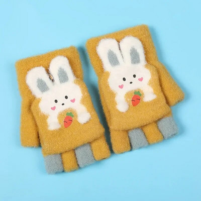 Copii Iarna Cinci Degete Mănuși Flip Warm Plush Groasă Drăguț Student Copii Mănuși Băieți Fete Bebeluș Tricotat Mănuși de protecție împotriva Frigului