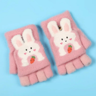 Copii Iarna Cinci Degete Mănuși Flip Warm Plush Groasă Drăguț Student Copii Mănuși Băieți Fete Bebeluș Tricotat Mănuși de protecție împotriva Frigului