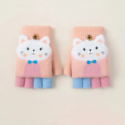 Copii Iarna Cinci Degete Mănuși Flip Warm Plush Groasă Drăguț Student Copii Mănuși Băieți Fete Bebeluș Tricotat Mănuși de protecție împotriva Frigului