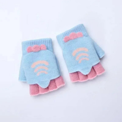 Copii Iarna Cinci Degete Mănuși Flip Warm Plush Groasă Drăguț Student Copii Mănuși Băieți Fete Bebeluș Tricotat Mănuși de protecție împotriva Frigului