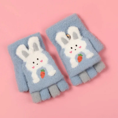 Copii Iarna Cinci Degete Mănuși Flip Warm Plush Groasă Drăguț Student Copii Mănuși Băieți Fete Bebeluș Tricotat Mănuși de protecție împotriva Frigului