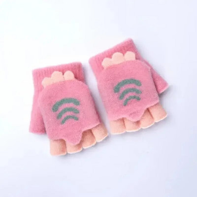 Copii Iarna Cinci Degete Mănuși Flip Warm Plush Groasă Drăguț Student Copii Mănuși Băieți Fete Bebeluș Tricotat Mănuși de protecție împotriva Frigului