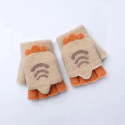 Copii Iarna Cinci Degete Mănuși Flip Warm Plush Groasă Drăguț Student Copii Mănuși Băieți Fete Bebeluș Tricotat Mănuși de protecție împotriva Frigului