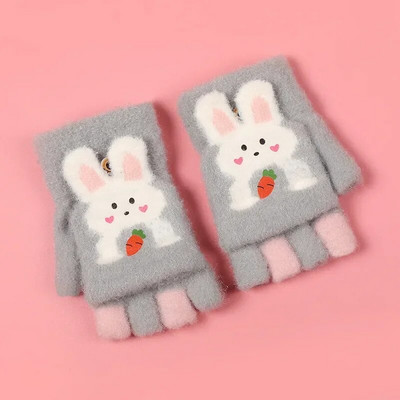 Copii Iarna Cinci Degete Mănuși Flip Warm Plush Groasă Drăguț Student Copii Mănuși Băieți Fete Bebeluș Tricotat Mănuși de protecție împotriva Frigului