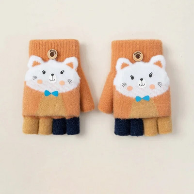 Copii Iarna Cinci Degete Mănuși Flip Warm Plush Groasă Drăguț Student Copii Mănuși Băieți Fete Bebeluș Tricotat Mănuși de protecție împotriva Frigului