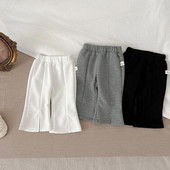 Бебешки кльощави панталони с еластична талия Лято Есен 0-2 години Момичета Едноцветни еластични панталони Прохождащо момче Черни панталони Бебешко облекло