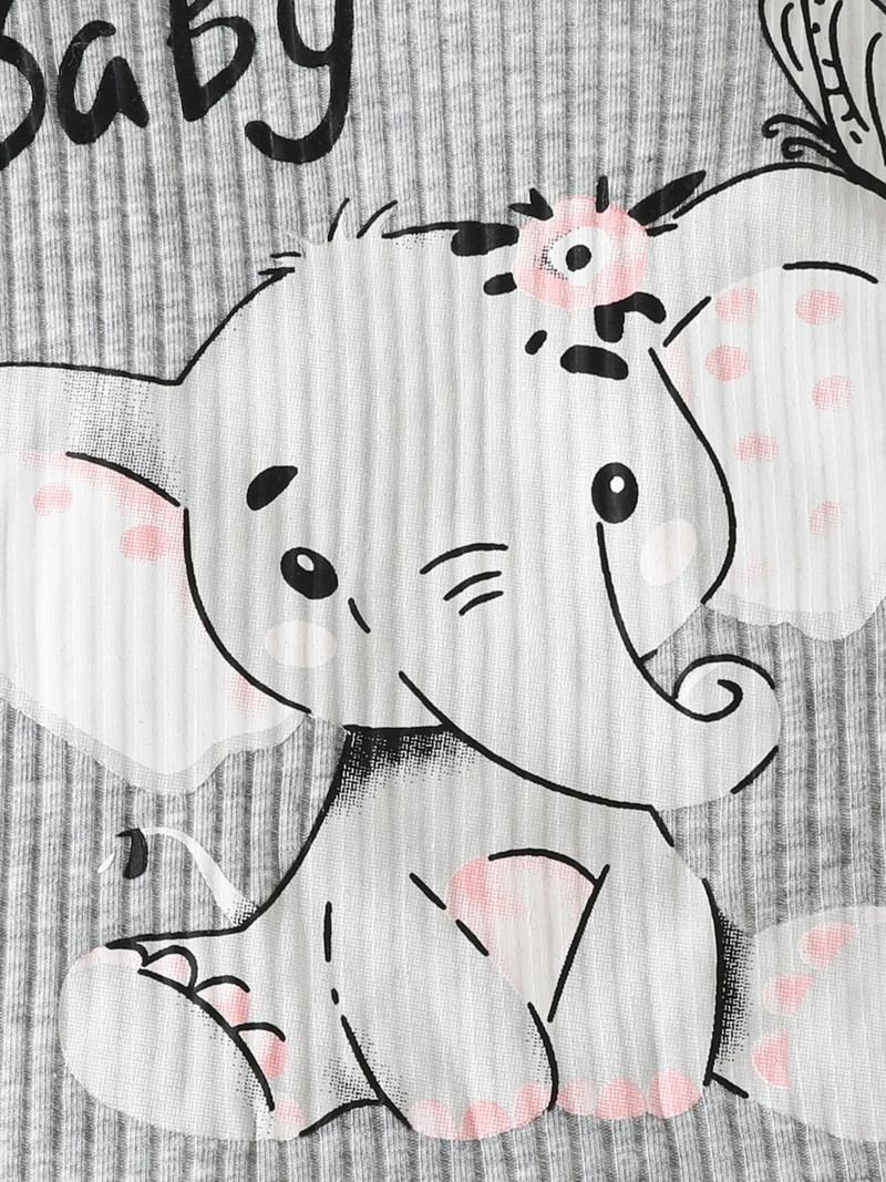 BeQeuewll 3 tk beebitüdruku armsad sügisrõivad, pikkade varrukatega elevanditrükiga püksid ja peapaela komplekt imikutele