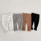 Skinny παντελόνι Baby Unisex Λεπτό μασίφ απλό ριμπ κολάν νήπιο κορίτσι βαμβακερό casual ριγέ για αγόρια Βρεφικό παντελόνι με κάτω