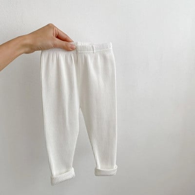 Skinny παντελόνι Baby Unisex Λεπτό μασίφ απλό ριμπ κολάν νήπιο κορίτσι βαμβακερό casual ριγέ για αγόρια Βρεφικό παντελόνι με κάτω