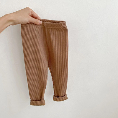 Skinny παντελόνι Baby Unisex Λεπτό μασίφ απλό ριμπ κολάν νήπιο κορίτσι βαμβακερό casual ριγέ για αγόρια Βρεφικό παντελόνι με κάτω