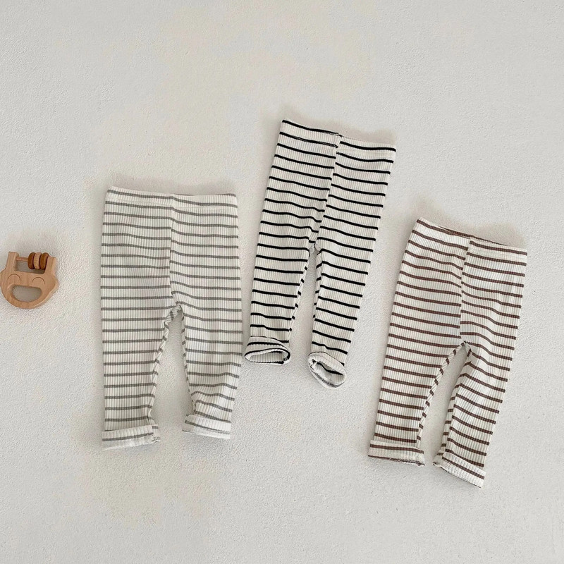 Skinny παντελόνι Baby Unisex Λεπτό μασίφ απλό ριμπ κολάν νήπιο κορίτσι βαμβακερό casual ριγέ για αγόρια Βρεφικό παντελόνι με κάτω