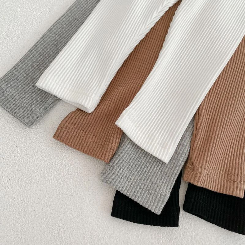 Skinny παντελόνι Baby Unisex Λεπτό μασίφ απλό ριμπ κολάν νήπιο κορίτσι βαμβακερό casual ριγέ για αγόρια Βρεφικό παντελόνι με κάτω