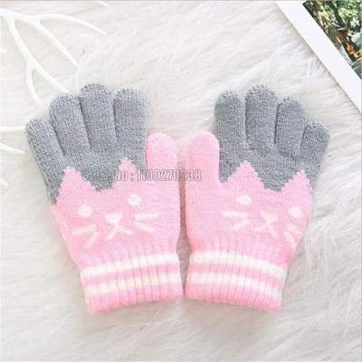 Nou Copil Copii Bebeluși Fete Băieți Iarna Tricotate Desene Animate Călduțe Copii În aer liber Desene Animate Pisici Drăguțe Mănuși