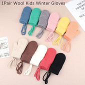 Μάλλινα παιδικά χειμωνιάτικα γάντια για κορίτσια αγόρια μονόχρωμα παιδικά γάντια με τιράντες Ζεστά αξεσουάρ για μωρά